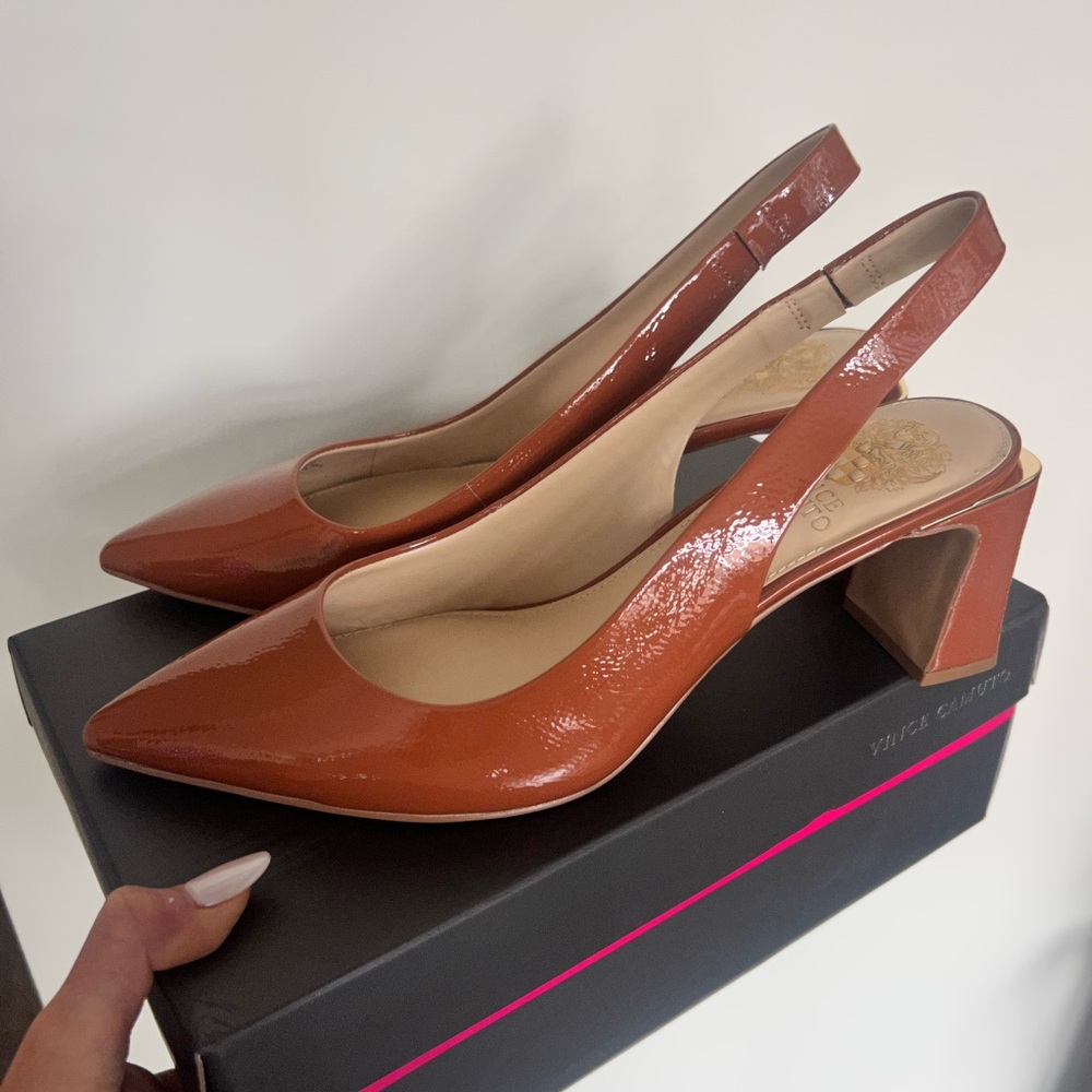 Vince Camaro Sling Back patent heels